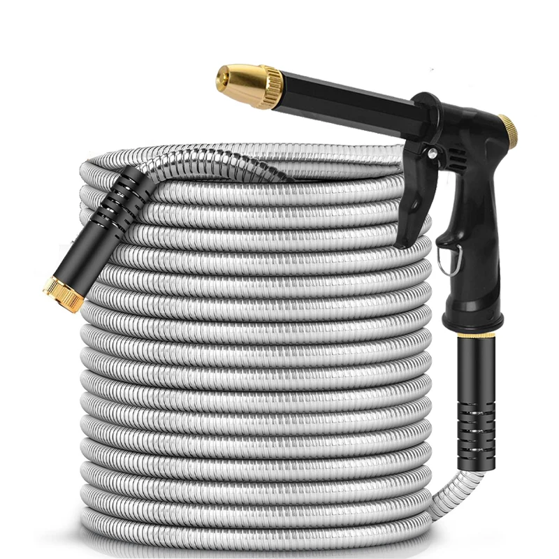 25FT Stainless Steel Garden Water Pipe, High-Pressure Spray Gun, Multi-Mode, Used For Car Washing And Irrigation Metal Pipes
25FT Stainless Steel Garden Water Pipe, High-Pressure Spray Gun, Multi-Mode, Used For Car Washing And Irrigation Metal Pipes