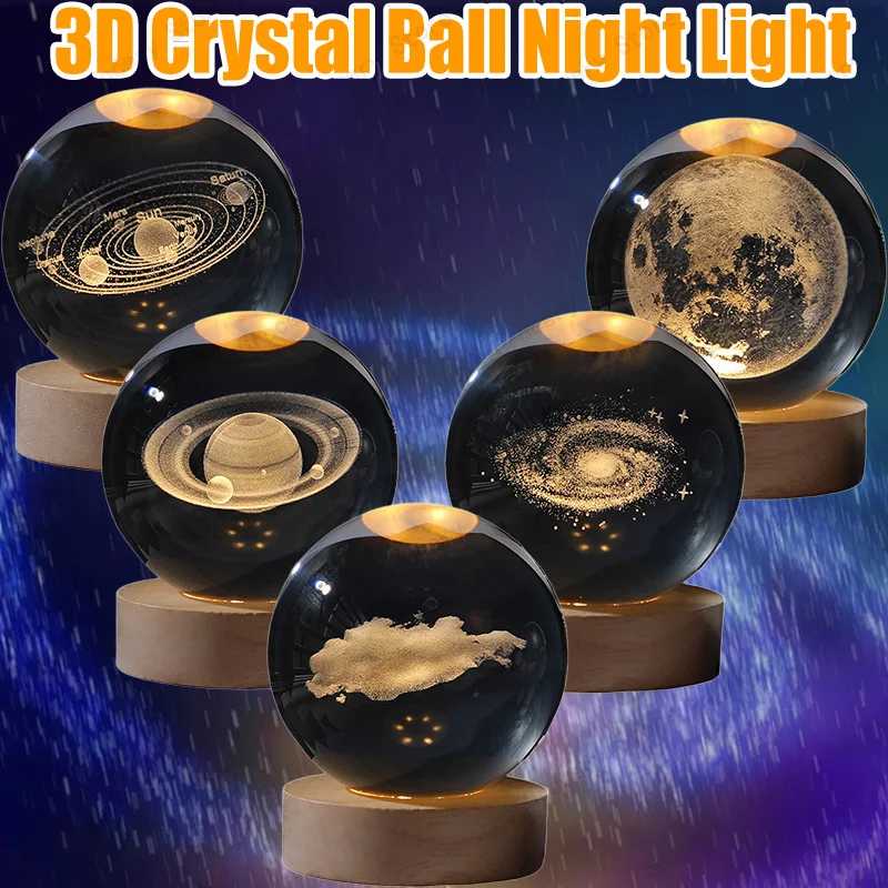 3D Crystal Ball Night Light Laser Engraved Solar System Galaxy Lamp Kids Room Decor Astronomy Gift USB Powered LED Table Lamp
3D Crystal Ball Night Light Laser Engraved Solar System Galaxy Lamp Kids Room Decor Astronomy Gift USB Powered LED Table Lamp