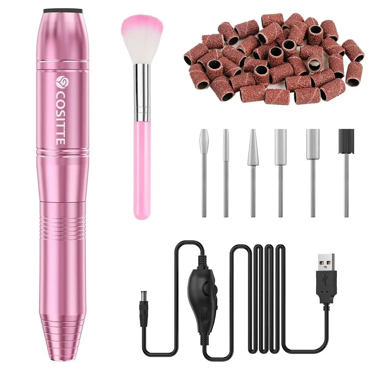 USB Electric Nail Drill 0-20000rpm, Portable Efile for Acrylic, Gel, Polygel, Manicure & Pedicure, Low Noise, Adjustable Speed, 26 Sanding Bands, Pink
USB Electric Nail Drill 0-20000rpm, Portable Efile for Acrylic, Gel, Polygel, Manicure & Pedicure, Low Noise, Adjustable Speed, 26 Sanding Bands, Pink