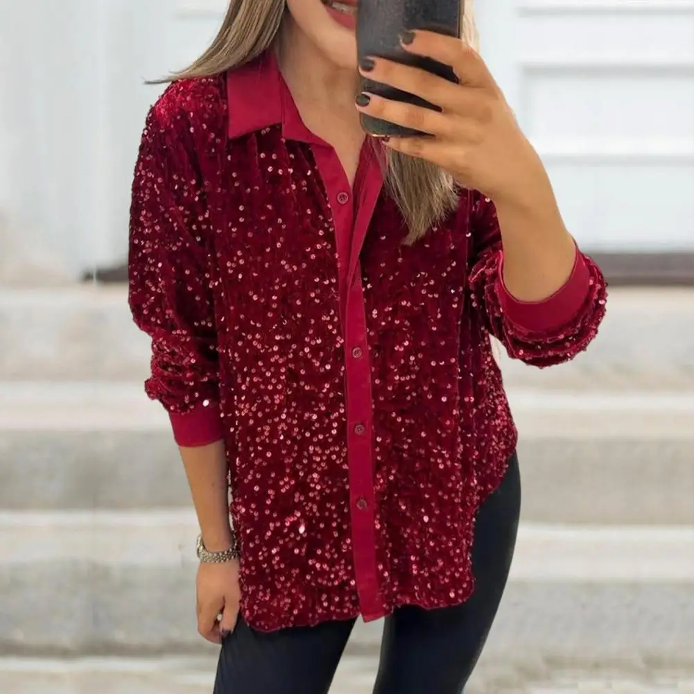 Women Cardigan Top Shirt Long Stand Collar Glitter Sequin Summer Casual Patchwork Button Top Tee Shirt Party Stage Blouse
Women Cardigan Top Shirt Long Stand Collar Glitter Sequin Summer Casual Patchwork Button Top Tee Shirt Party Stage Blouse