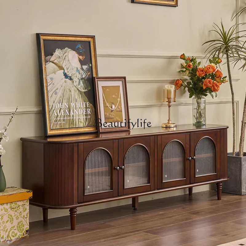 American French retro all-solid wood TV modern simple glass storage living room cabinet
American French retro all-solid wood TV modern simple glass storage living room cabinet