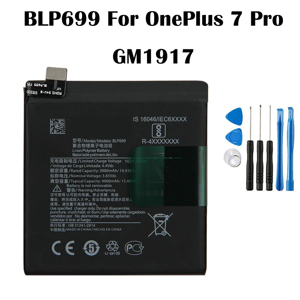 Новый сменный аккумулятор BLP699 для OnePlus 7 Pro GM1917 4000 мАч + набор инструментов
Новый сменный аккумулятор BLP699 для OnePlus 7 Pro GM1917 4000 мАч + набор инструментов