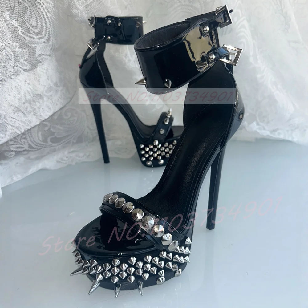 Spike Platform Ankle Strap Stiletto Sandals Women Open Toe Buckle Rivets Black Shoes Punk Goth High Heels Sandals
Spike Platform Ankle Strap Stiletto Sandals Women Open Toe Buckle Rivets Black Shoes Punk Goth High Heels Sandals