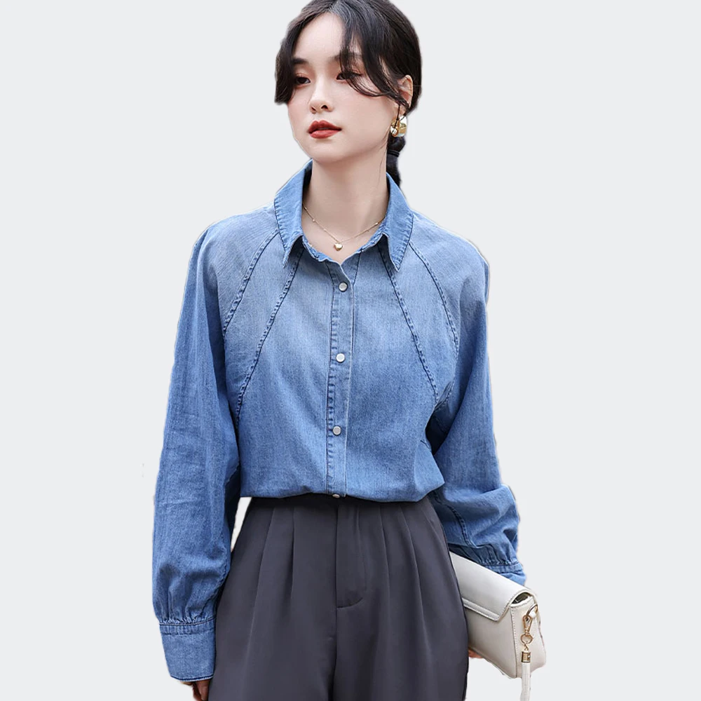Fashion Women Denim Blouses Long Sleeve Outwear Tops Simplicity Elegant Casual Shirts Female Vintage Streetwear Clothing 2024
Fashion Women Denim Blouses Long Sleeve Outwear Tops Simplicity Elegant Casual Shirts Female Vintage Streetwear Clothing 2024