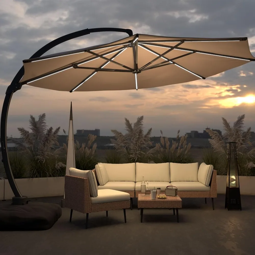 11FT Solar Powered LED Light Cantilever PatioUmbrella w/Base Included,Large Cantilever Umbrellas w/360°Rotation Outdoor Umbrella
11FT Solar Powered LED Light Cantilever PatioUmbrella w/Base Included,Large Cantilever Umbrellas w/360°Rotation Outdoor Umbrella