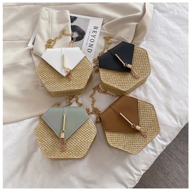Hexagon Mulit Style Straw+leather Handbag Women Summer Rattan Bag Handmade Woven Beach Circle Bohemia Shoulder Bag
Hexagon Mulit Style Straw+leather Handbag Women Summer Rattan Bag Handmade Woven Beach Circle Bohemia Shoulder Bag