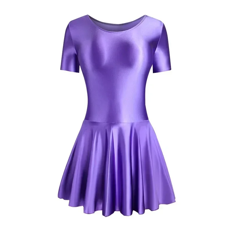 women short sleeve tight glossy silk dance dress yoga solid shaped practice skirt rhythmic gymnastics leotard swimsuit dancewear
women short sleeve tight glossy silk dance dress yoga solid shaped practice skirt rhythmic gymnastics leotard swimsuit dancewear
