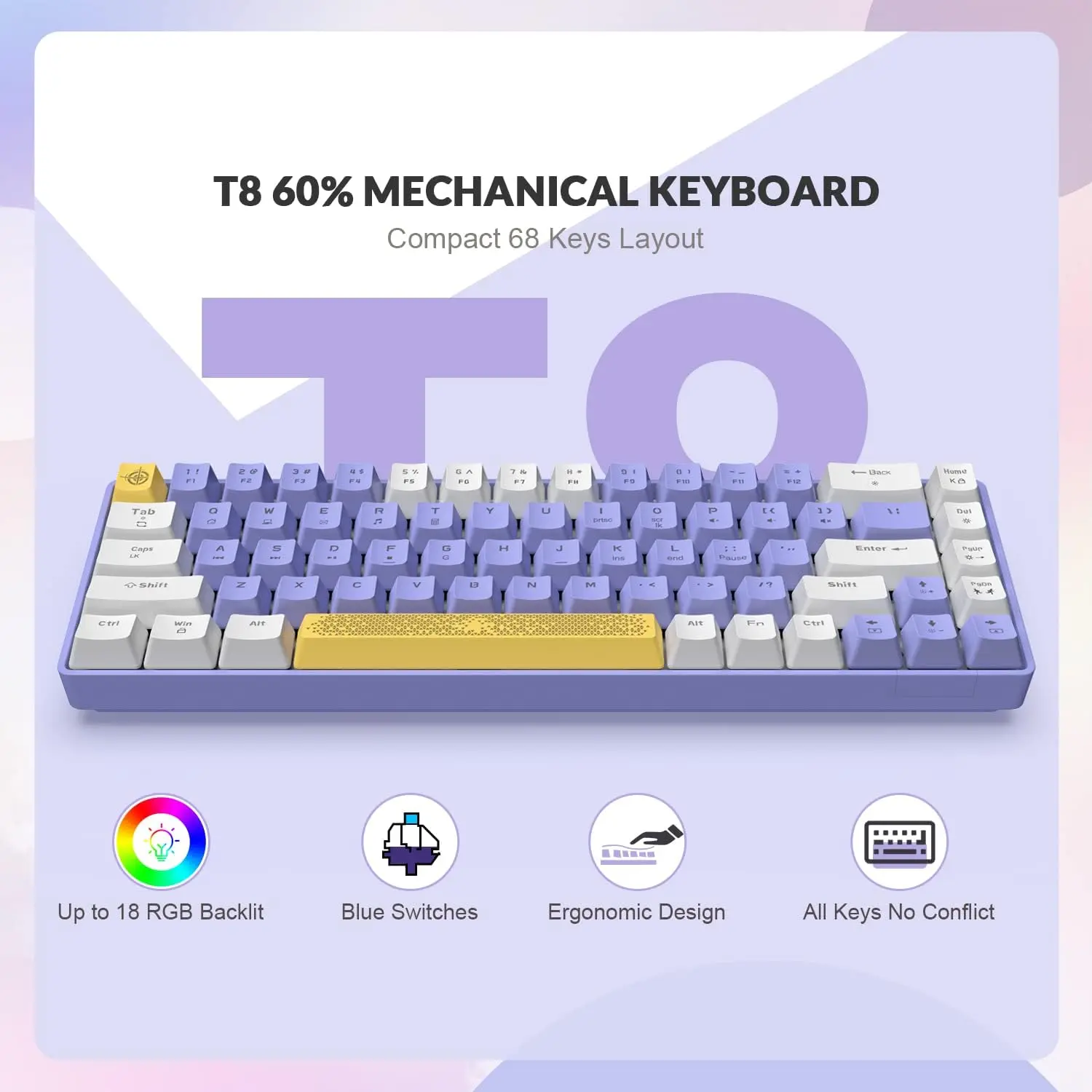 ZIYOU LANG T8 68 Keys Mini 60% Wired Mechanical Gaming Keyboard RGB Backlit for Win
ZIYOU LANG T8 68 Keys Mini 60% Wired Mechanical Gaming Keyboard RGB Backlit for Win