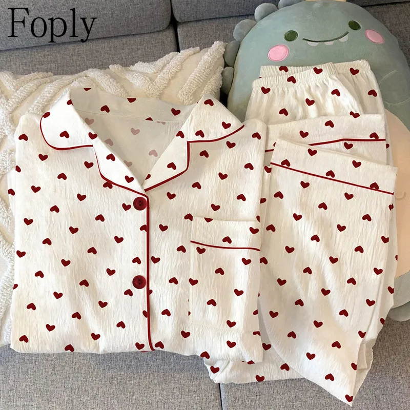 Red Heart White Woman Pyjamas Spring Summer 2 Piece Pajama Clouds Cotton Sleepwear Long Sleeve Pants Pijama Mujer Pjs Loungewear
Red Heart White Woman Pyjamas Spring Summer 2 Piece Pajama Clouds Cotton Sleepwear Long Sleeve Pants Pijama Mujer Pjs Loungewear