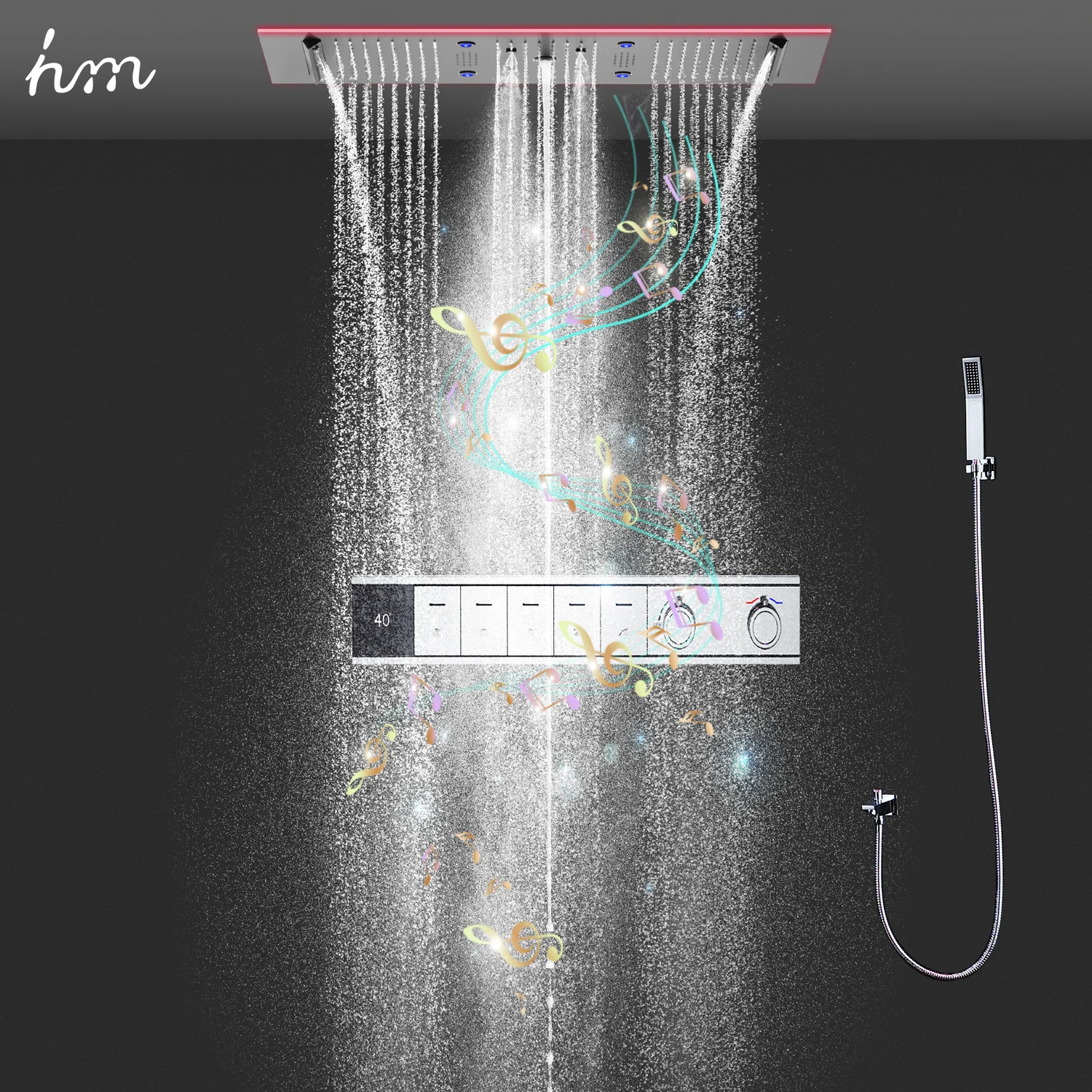 hm Luxury 900x300mm Bluetooth Music Shower Set LED Display Thermostatic Shower System Mist Rain Waterfall Bathroom Faucets
hm Luxury 900x300mm Bluetooth Music Shower Set LED Display Thermostatic Shower System Mist Rain Waterfall Bathroom Faucets
