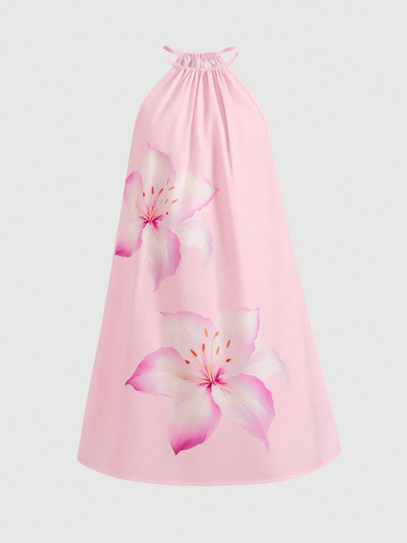 Pink Floral Print Sleeveless Halter Neck A-Line Midi Dress
Pink Floral Print Sleeveless Halter Neck A-Line Midi Dress