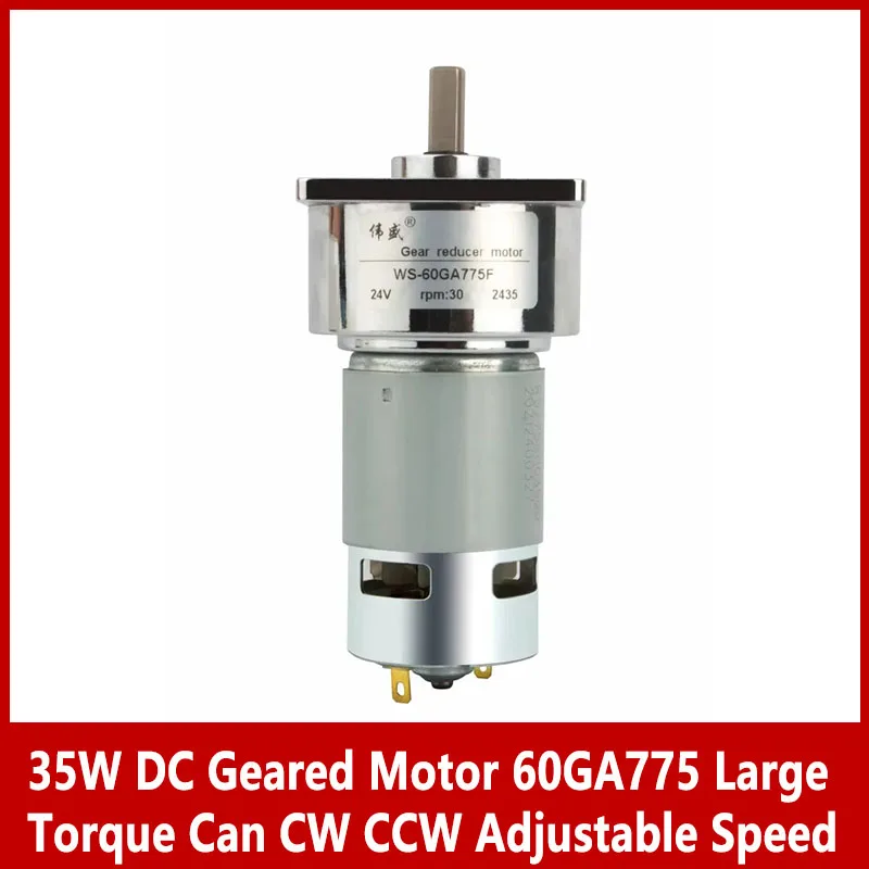 35W DC Geared Motor 60GA775 Large Torque Can CW CCWAdjustable Speed Motor Miniature Low Speed Small Motor
35W DC Geared Motor 60GA775 Large Torque Can CW CCWAdjustable Speed Motor Miniature Low Speed Small Motor