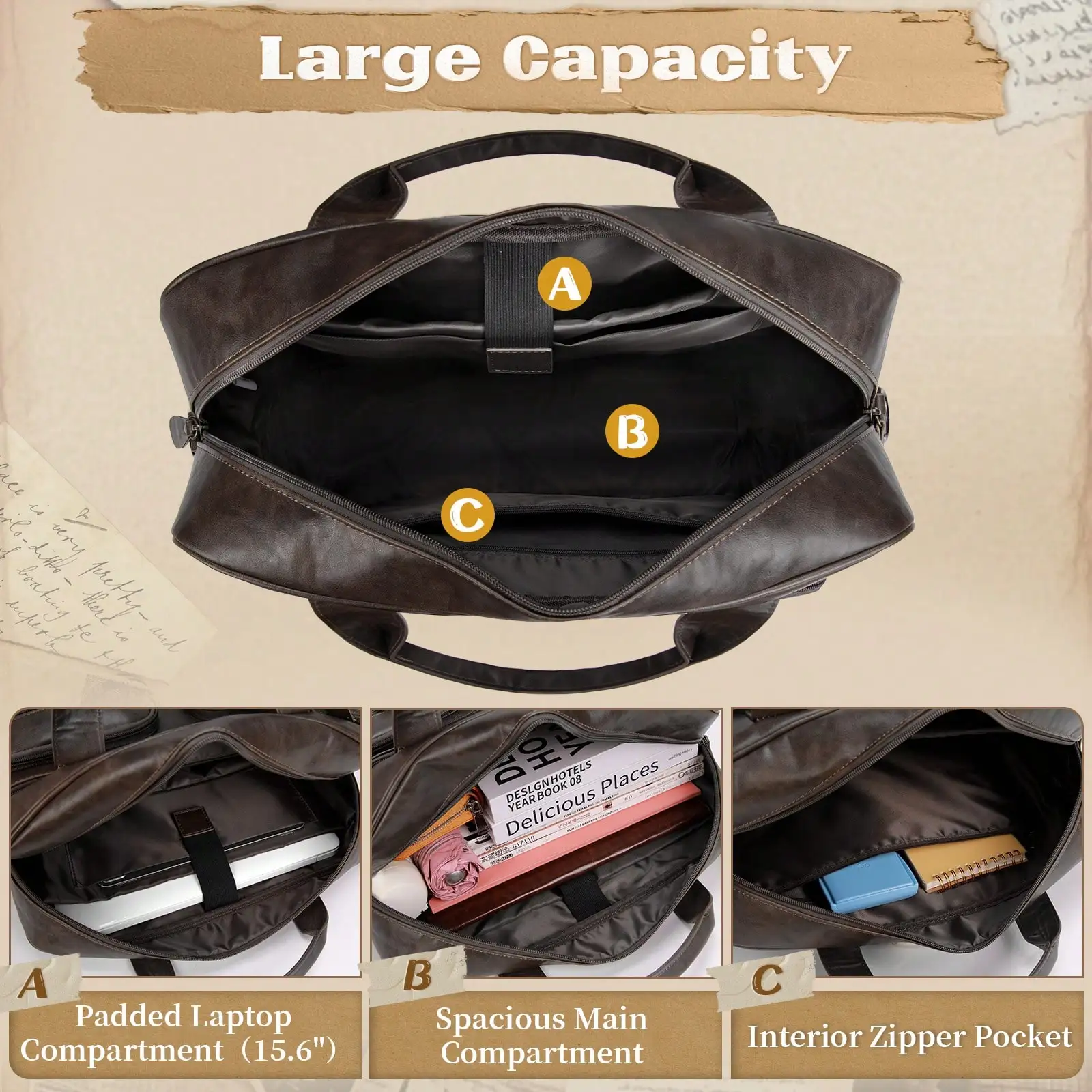 Vintage Messenger Bag For Men PU Vegan Leather Computer Laptop Bag 15.6 Inch Waterproof Briefcases For Men Retro Mens Briefcase Satchel Bag For Work Office Business Travel
Vintage Messenger Bag For Men PU Vegan Leather Computer Laptop Bag 15.6 Inch Waterproof Briefcases For Men Retro Mens Briefcase Satchel Bag For Work Office Business Travel