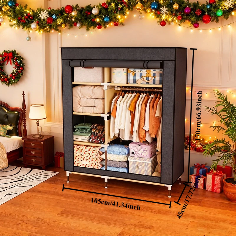Small Bedroom Closet Organizer - Roll-Up Door Fabric Wardrobe, 5 Storage Compartments, Sturdy Metal Frame (41.3x17.7x66.9in)
Small Bedroom Closet Organizer - Roll-Up Door Fabric Wardrobe, 5 Storage Compartments, Sturdy Metal Frame (41.3x17.7x66.9in)
