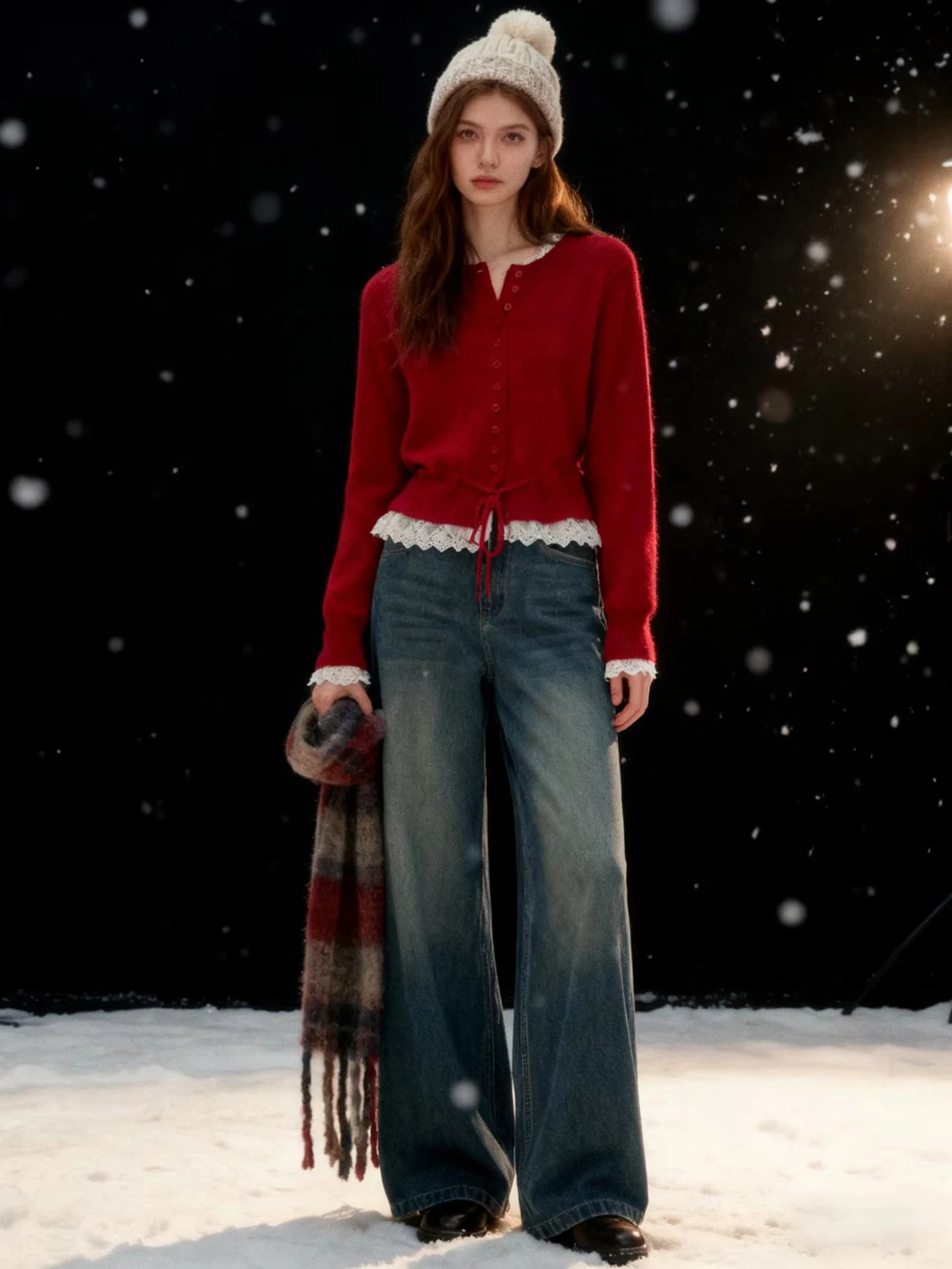 HUAAPPUW Cisas Sle Lace Patchwork Knitted Sweater Women's Red Color Button Open Cardigan Soft Long Sve Wool Blend
HUAAPPUW Cisas Sle Lace Patchwork Knitted Sweater Women's Red Color Button Open Cardigan Soft Long Sve Wool Blend