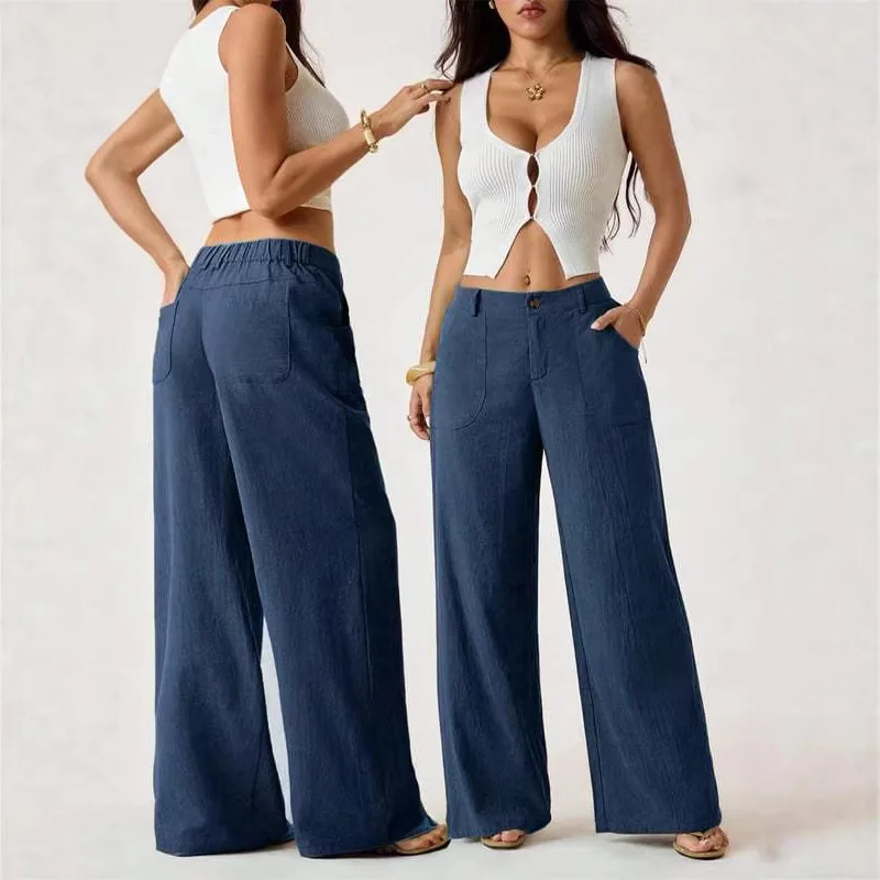 2026 Spring Women's Cotton Linen Wide Leg Pants Elegant Solid Color Mid Waist Long Trousers Casual Loose Pocket Pants New
2026 Spring Women's Cotton Linen Wide Leg Pants Elegant Solid Color Mid Waist Long Trousers Casual Loose Pocket Pants New