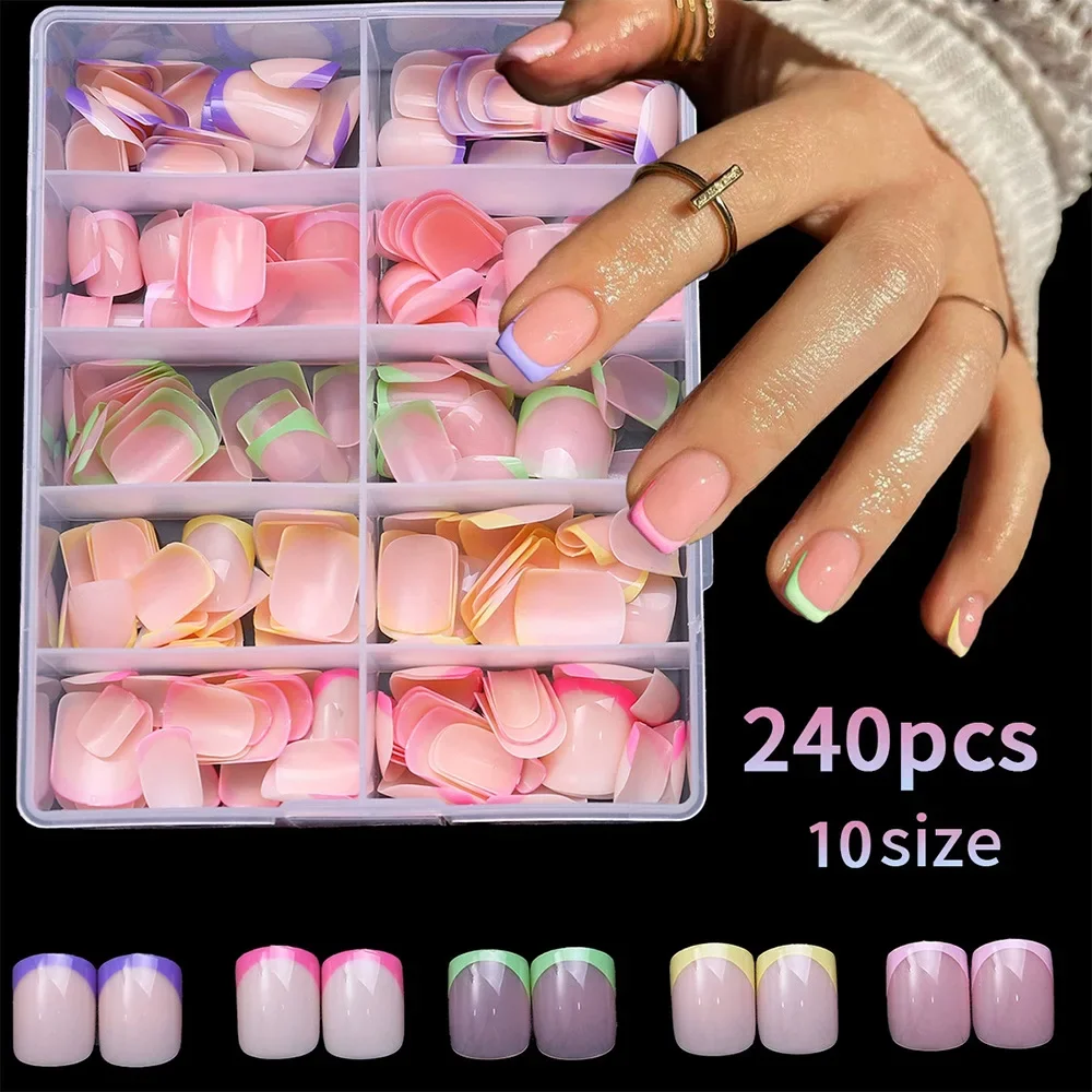 240pcs Simple Colorful French False Nails Short Square 10size Mix Press on Nail Full Cover Acrylic Wearable Fake Nails for Women
240pcs Simple Colorful French False Nails Short Square 10size Mix Press on Nail Full Cover Acrylic Wearable Fake Nails for Women