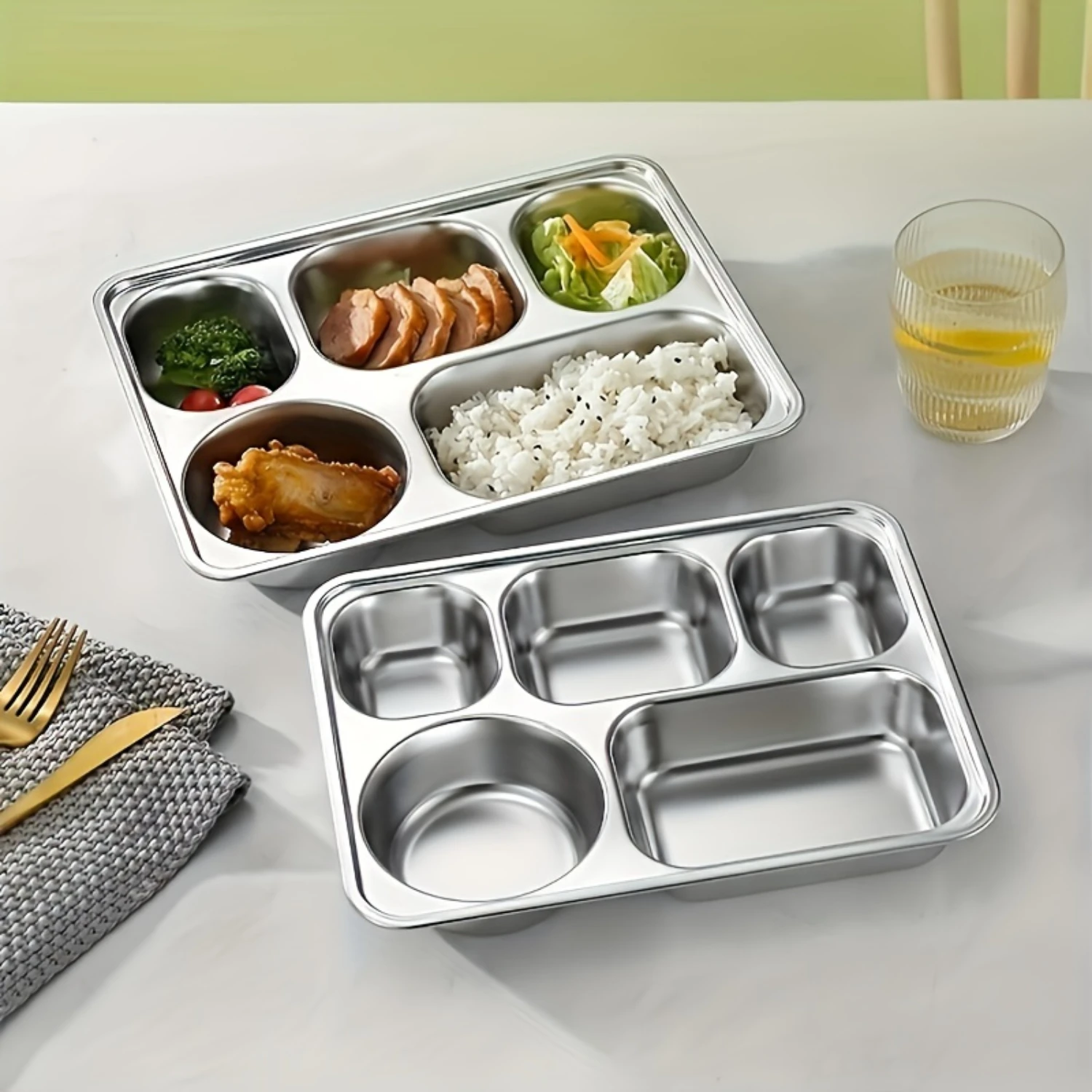 1pc, Stainless Steel Divided Dinner Plate, Household Restaurant Food Sorting Plate, Fast Food Tray, Restaurant Divided Dinner Pl
1pc, Stainless Steel Divided Dinner Plate, Household Restaurant Food Sorting Plate, Fast Food Tray, Restaurant Divided Dinner Pl