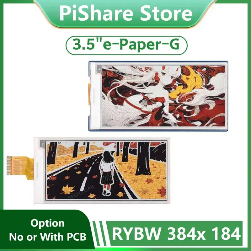 Raspberry Pi 3.5 inch e-Paper link (G) 384x184 Red/Yellow/Black/White RYBW Suitable For Arduino / Jetson Nano / STM32
