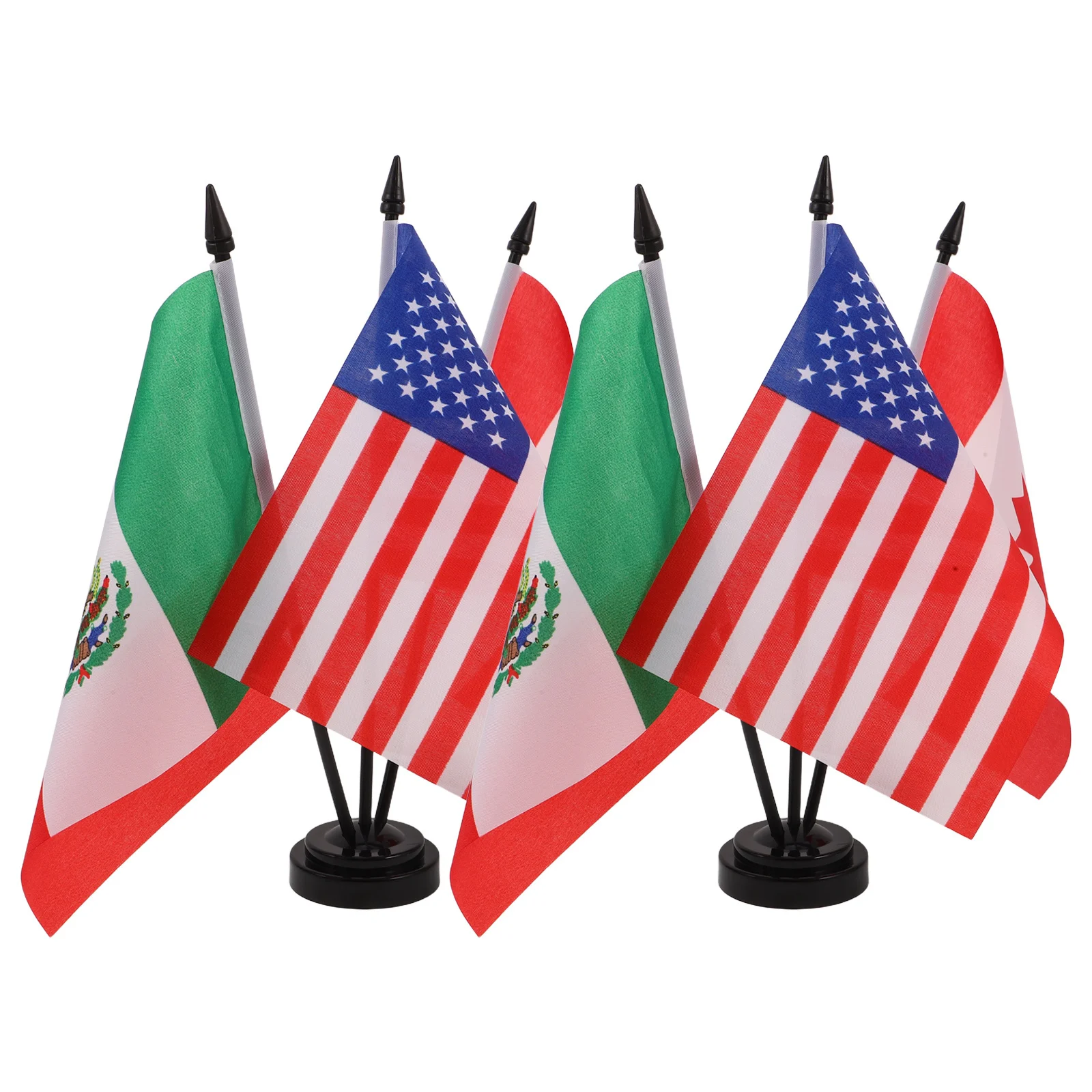 2 set Mini Usa Canada Mexico Table Flags Small Desktop Flag Set With Black Plastic Base Office Meeting Desk Decoration -
2 set Mini Usa Canada Mexico Table Flags Small Desktop Flag Set With Black Plastic Base Office Meeting Desk Decoration -