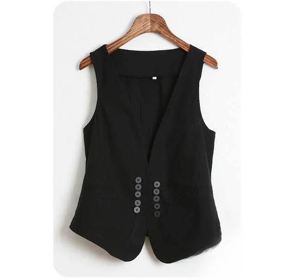 Модный женский приталенный повседневный жилет в корейском стиле, из смесового хлопка, однотонный, на двубортной застежке
Модный женский приталенный повседневный жилет в корейском стиле, из смесового хлопка, однотонный, на двубортной застежке