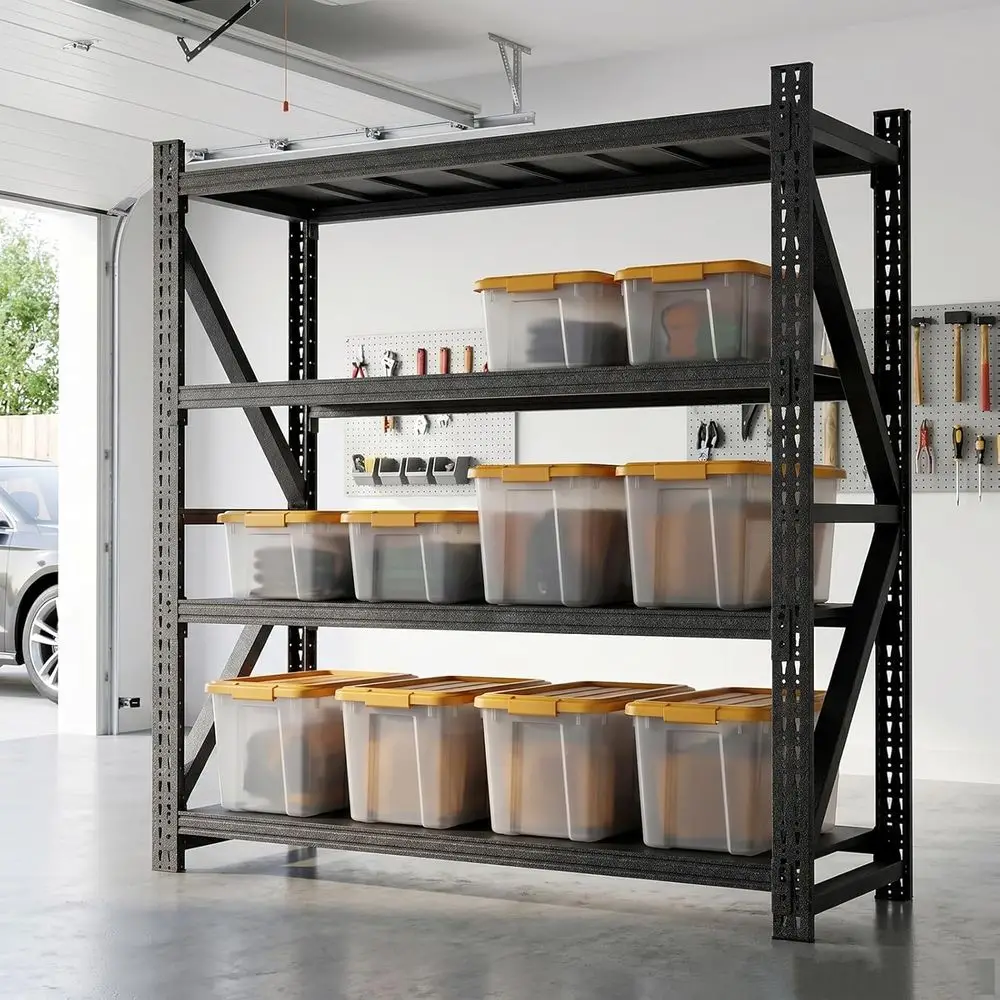 Sturdy 4-Tier Metal Garage Shelving, Adjustable Steel Rack for Industrial Storage, Ideal for Garages, Warehouses, and Basements
Sturdy 4-Tier Metal Garage Shelving, Adjustable Steel Rack for Industrial Storage, Ideal for Garages, Warehouses, and Basements