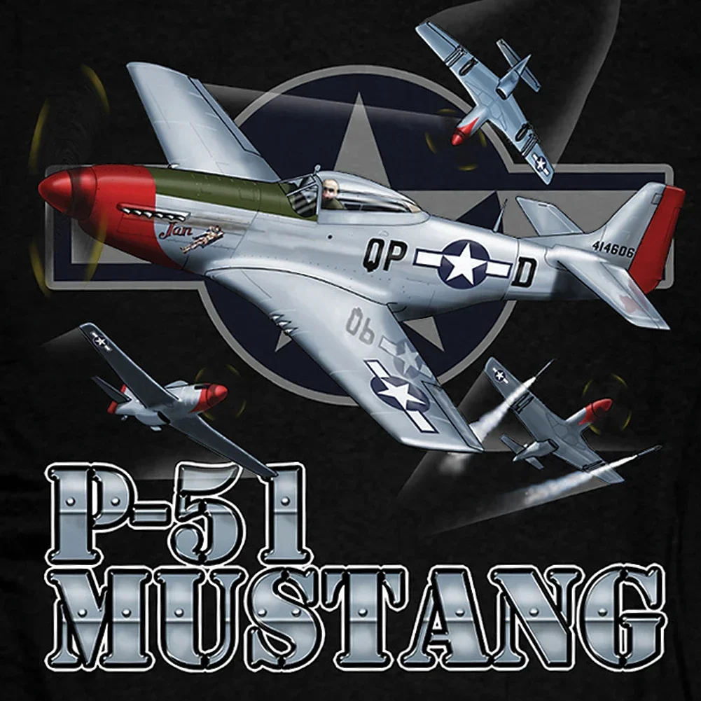 P-51 Mustang Aircraft 1940's WW2 Fighter Plane Men's T-Shirt P51 Air Combat Scene Printed Cotton Round Neck Short Sleeve T Shirt
P-51 Mustang Aircraft 1940's WW2 Fighter Plane Men's T-Shirt P51 Air Combat Scene Printed Cotton Round Neck Short Sleeve T Shirt