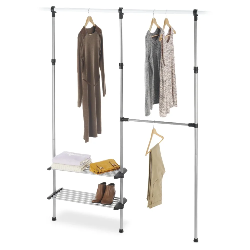 Clothes Wardrobe Adult Use Assembly Closet for Clothes 2 Shelf Silver/Black Adjustable Steel Closet Organizer Home Free Shipping
Clothes Wardrobe Adult Use Assembly Closet for Clothes 2 Shelf Silver/Black Adjustable Steel Closet Organizer Home Free Shipping