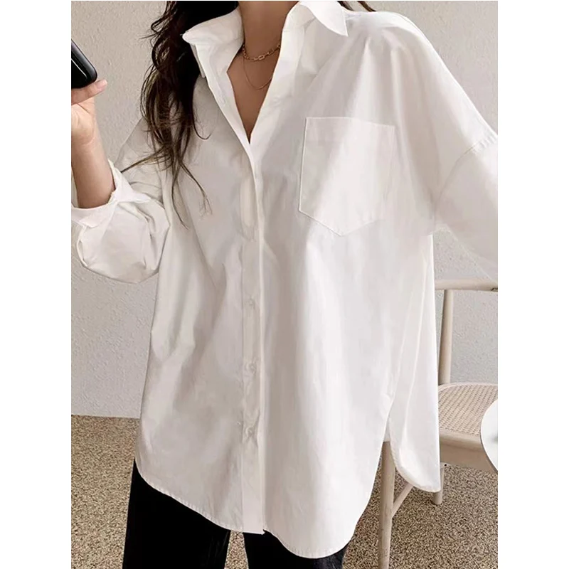 White Blouse Female Spring Top Tee Loose Cotton Turn-down Collar Long Sleeve Shirts Women Clothing Solid Color Cardigan Blouse
White Blouse Female Spring Top Tee Loose Cotton Turn-down Collar Long Sleeve Shirts Women Clothing Solid Color Cardigan Blouse
