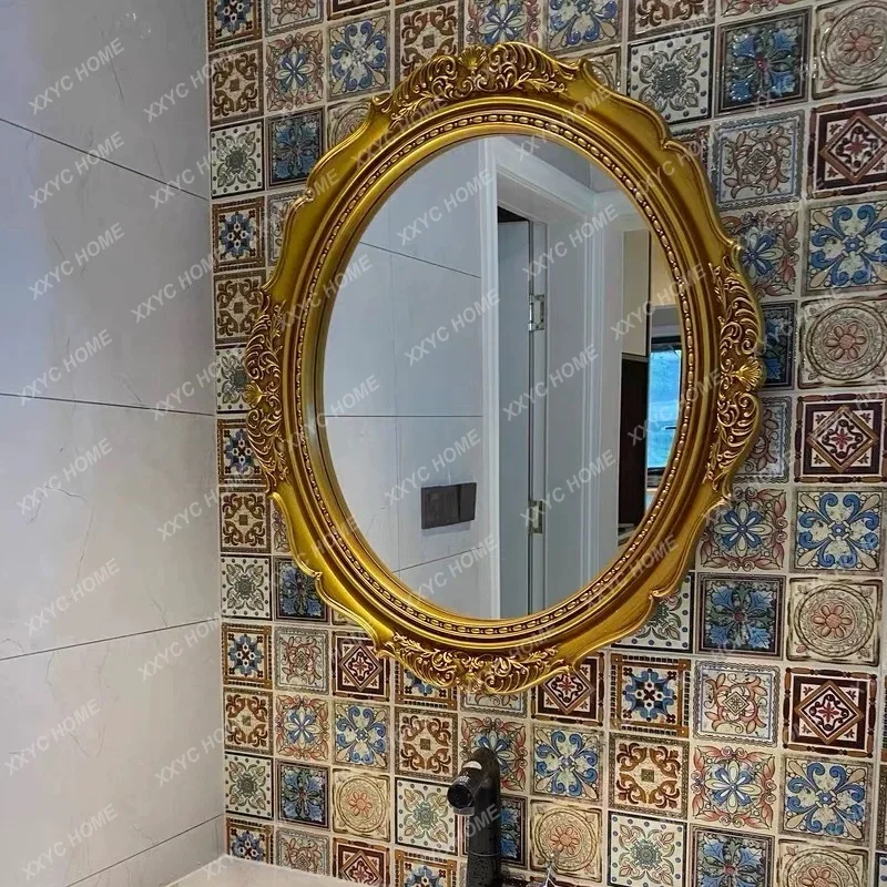 K European bathroom mirror American porch wall-mounted decorative mirror pu retro women's dressing bathroom mirror
K European bathroom mirror American porch wall-mounted decorative mirror pu retro women's dressing bathroom mirror