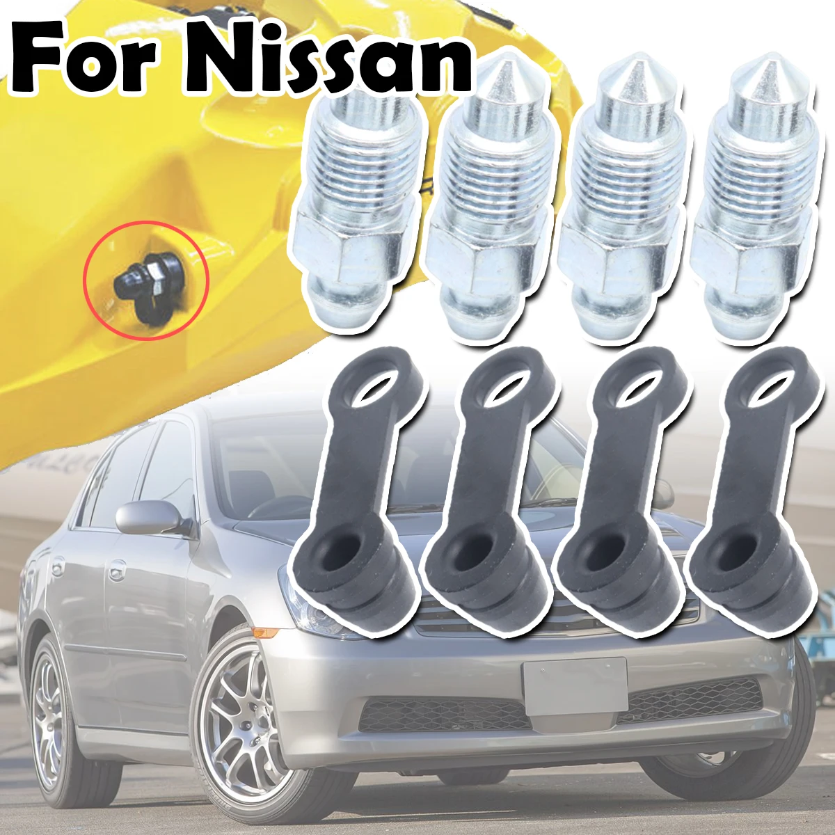 For Nissan GT-R R35 Skyline R33 R34 Front Bleeder Valves and Rubber Dust Caps Left Right Caliper Bleed Nipple Screw Repair Kit
For Nissan GT-R R35 Skyline R33 R34 Front Bleeder Valves and Rubber Dust Caps Left Right Caliper Bleed Nipple Screw Repair Kit