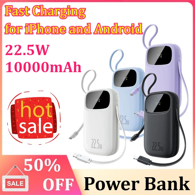 22.5W 10000mAh Power Bank Lightning digital display screen Built-In Retractable USB-C Low-temperature anti-attenuation
22.5W 10000mAh Power Bank Lightning digital display screen Built-In Retractable USB-C Low-temperature anti-attenuation