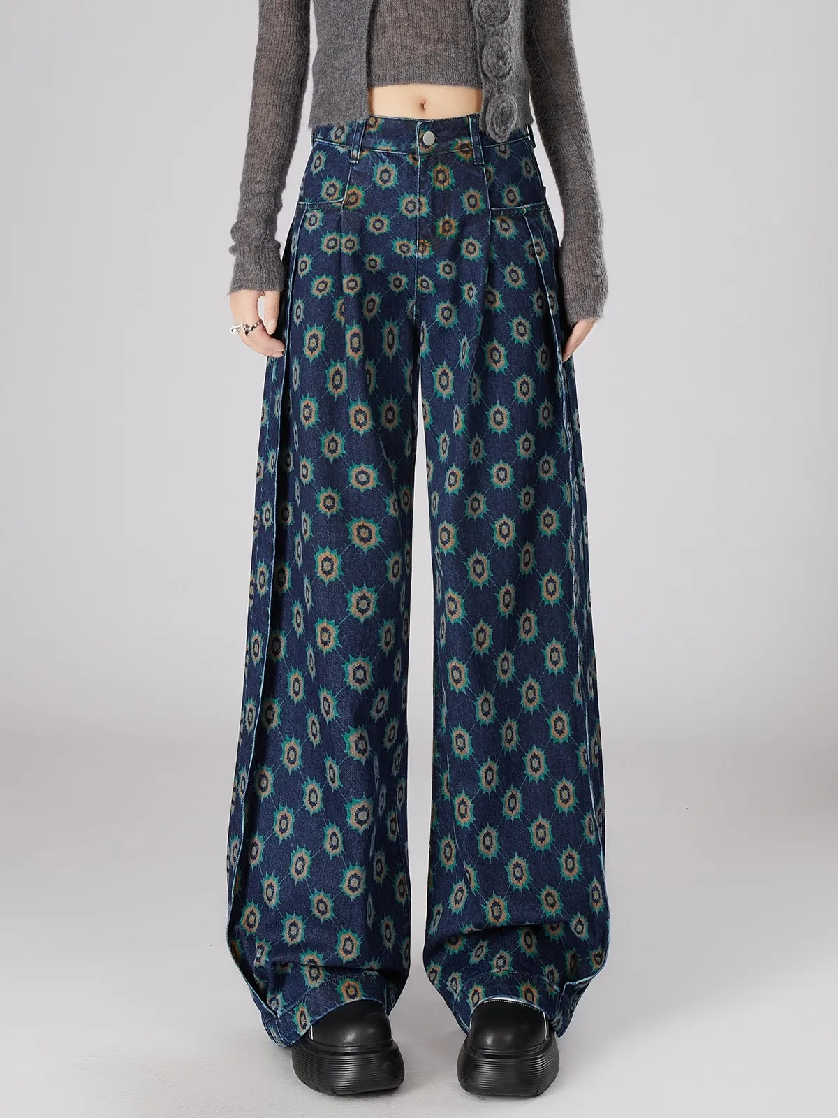 ZHISILAO Floral Print Wide Leg Jeans Women Vintage Loose Y2k High Waist Floor Length Denim Pants Streetwear 2024
ZHISILAO Floral Print Wide Leg Jeans Women Vintage Loose Y2k High Waist Floor Length Denim Pants Streetwear 2024
