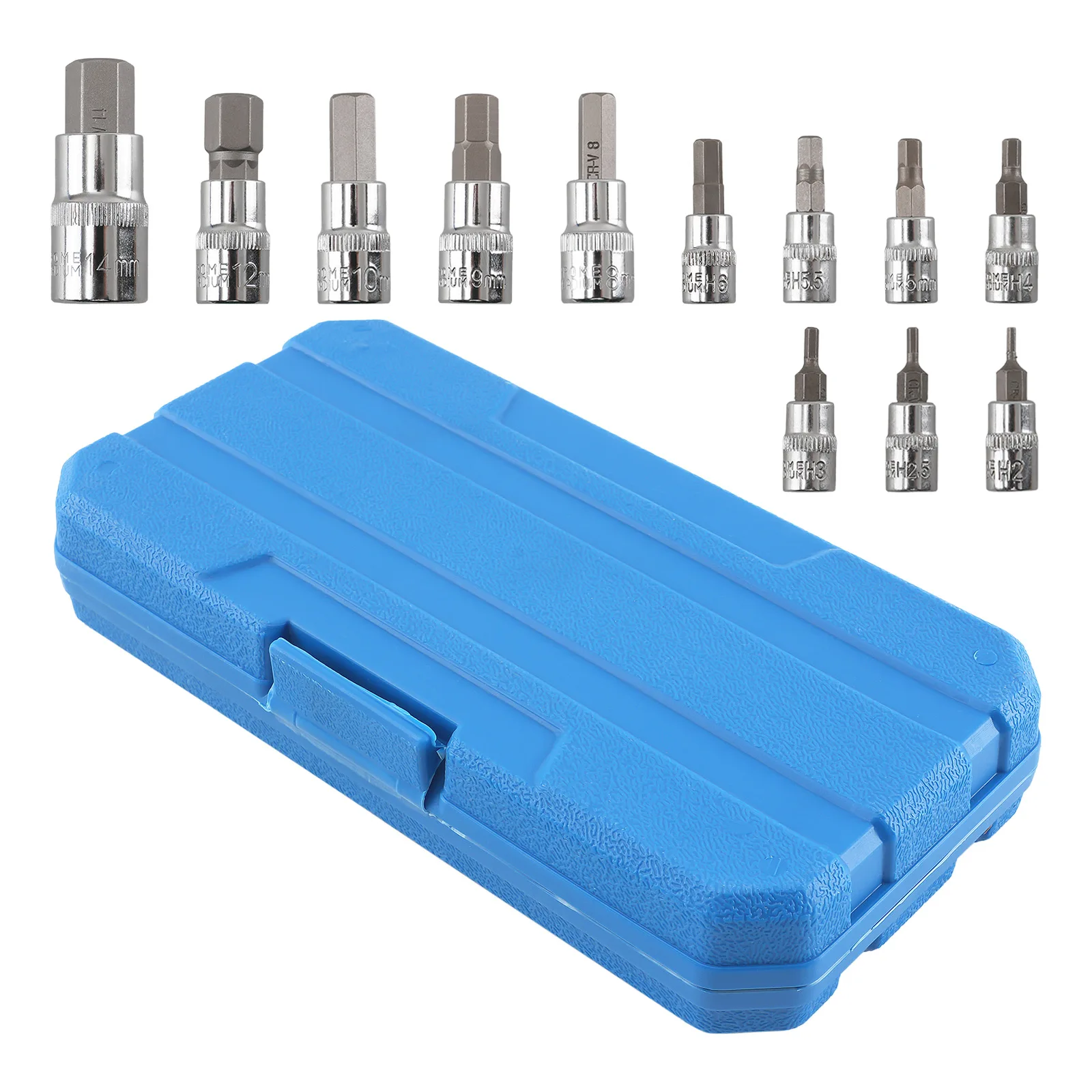 Hex Bit Socket Set 13 Pc Metric 1/4 3/8 1/2 Drive CRV 2-14mm w/ Case
Hex Bit Socket Set 13 Pc Metric 1/4 3/8 1/2 Drive CRV 2-14mm w/ Case