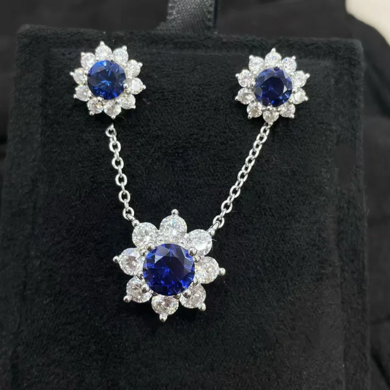 S925 Sterling Silver Cultivated Sapphire Round Sunflower Necklace Set Fashionable Versatile
S925 Sterling Silver Cultivated Sapphire Round Sunflower Necklace Set Fashionable Versatile