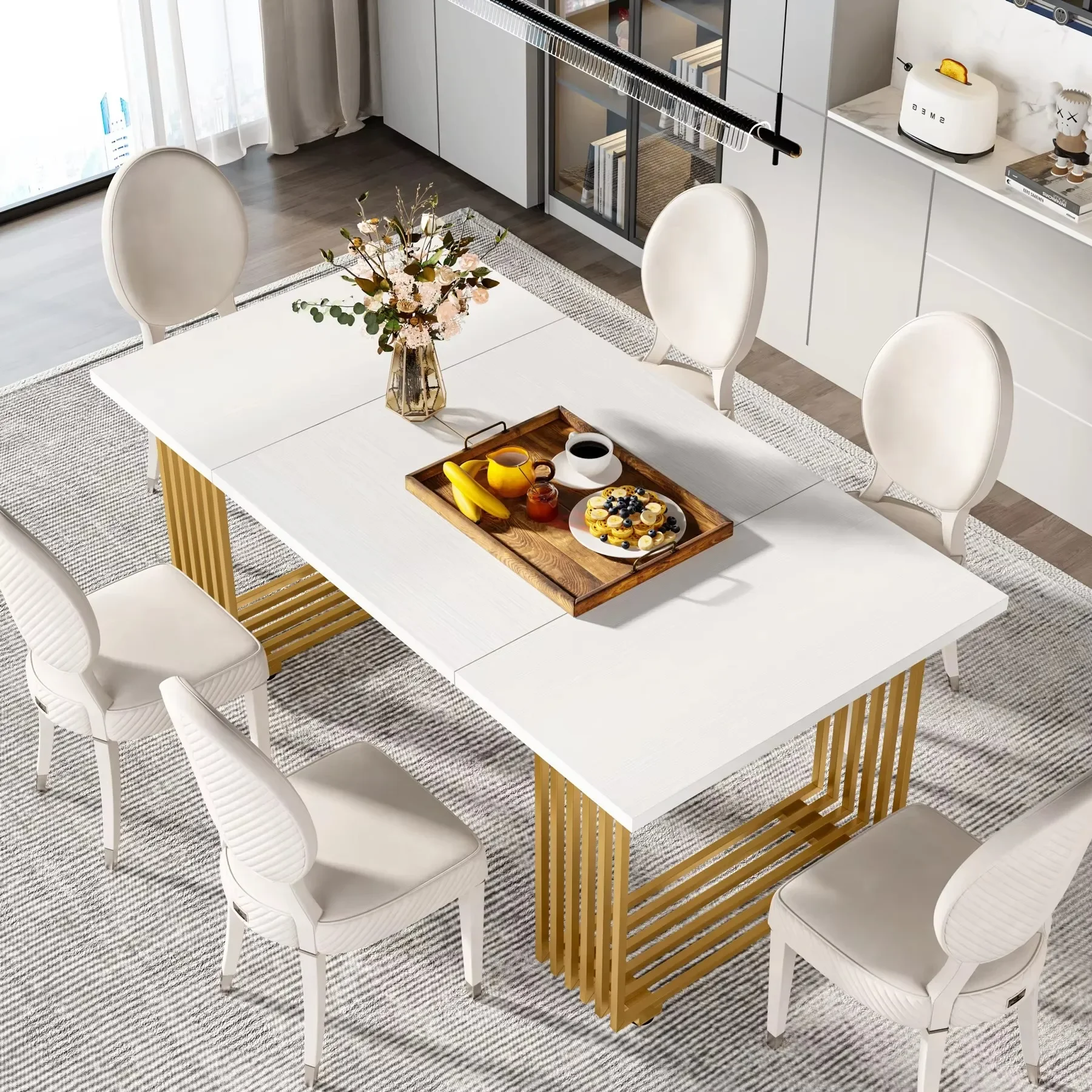 Modern Luxury Design Gold Metal Legs Dining Table Marble Top Dining Room Furniture for 6
Modern Luxury Design Gold Metal Legs Dining Table Marble Top Dining Room Furniture for 6