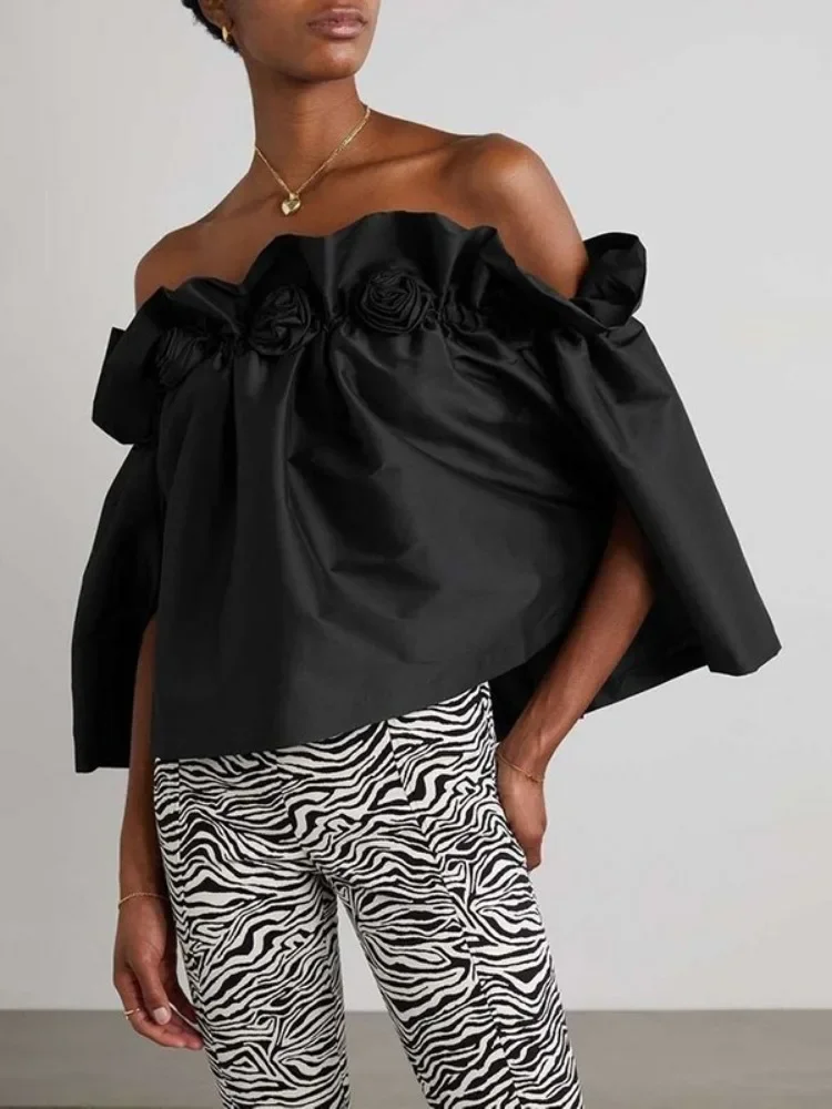Freeacy Women's Stylish Solid Black T-shirt Off-the-shoulder Short Sleeve Loose Shirt 2024 Summer New Pleated H-line Casual Tops
Freeacy Women's Stylish Solid Black T-shirt Off-the-shoulder Short Sleeve Loose Shirt 2024 Summer New Pleated H-line Casual Tops