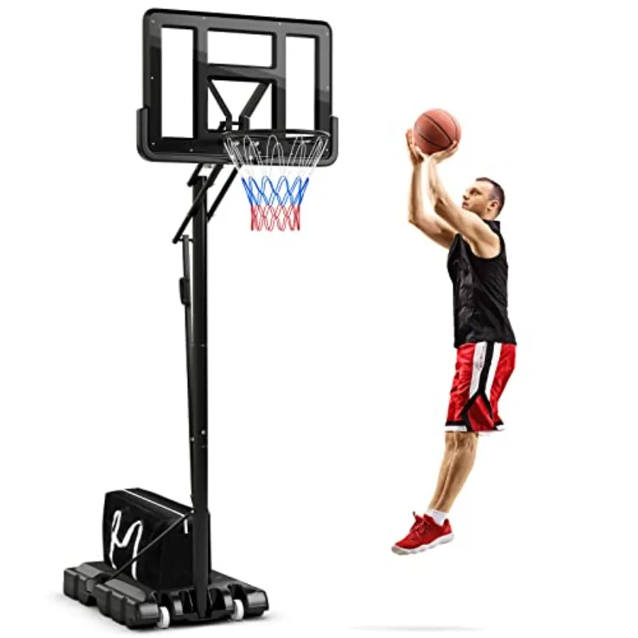 Outdoor basketball hoop with grip-and-pull height adjustment 4.610 ft,44 shatterproof backboard, 18 metal rim, extra weight bag
Outdoor basketball hoop with grip-and-pull height adjustment 4.610 ft,44 shatterproof backboard, 18 metal rim, extra weight bag