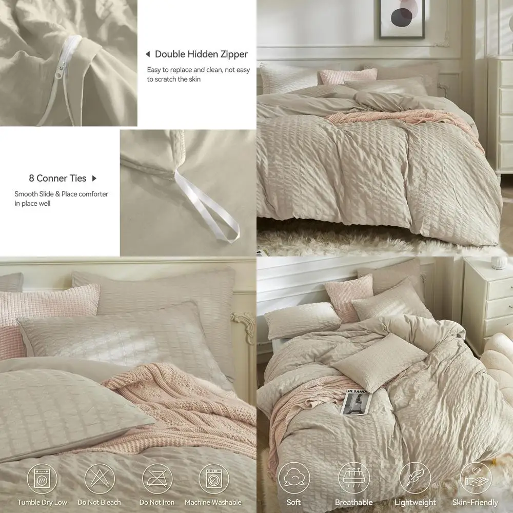 Комплект постельного белья King Size из 3 предметов: дышащий пододеяльник из микрофибры цвета светло-хаки с эффектом сирсакер, на молнии и завязках, для всех сезонов
Комплект постельного белья King Size из 3 предметов: дышащий пододеяльник из микрофибры цвета светло-хаки с эффектом сирсакер, на молнии и завязках, для всех сезонов