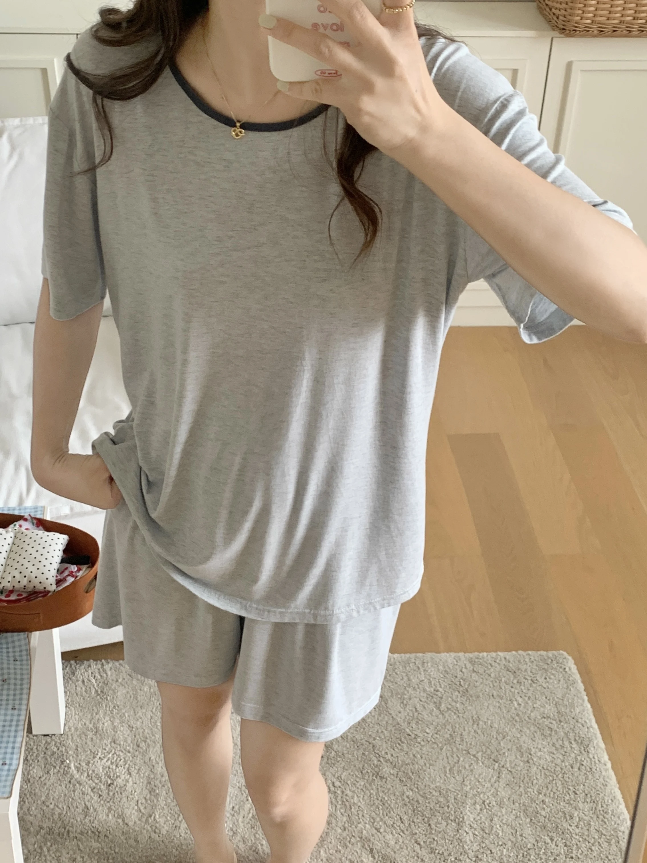Blue Summer Sleepwear Women's Korean Style Sweet Modal Home Clothes Set Cool Feeling with Chest Pad Suitable for Outdoor
Blue Summer Sleepwear Women's Korean Style Sweet Modal Home Clothes Set Cool Feeling with Chest Pad Suitable for Outdoor