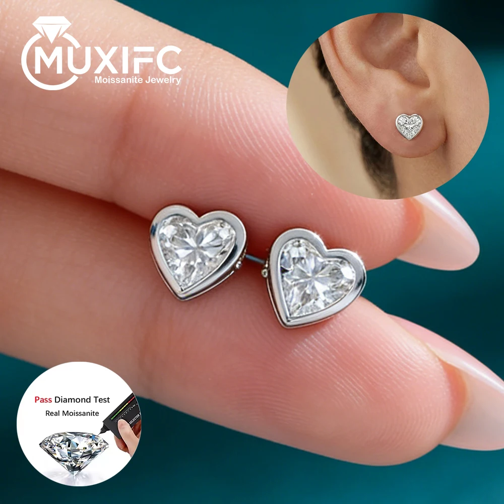 5mm Heart Cut Moissanite Stud Earrings for Women Bezel Set Lab Grown Diamond Earrings S925 Sterling Silver Wedding Bride Jewelry
5mm Heart Cut Moissanite Stud Earrings for Women Bezel Set Lab Grown Diamond Earrings S925 Sterling Silver Wedding Bride Jewelry