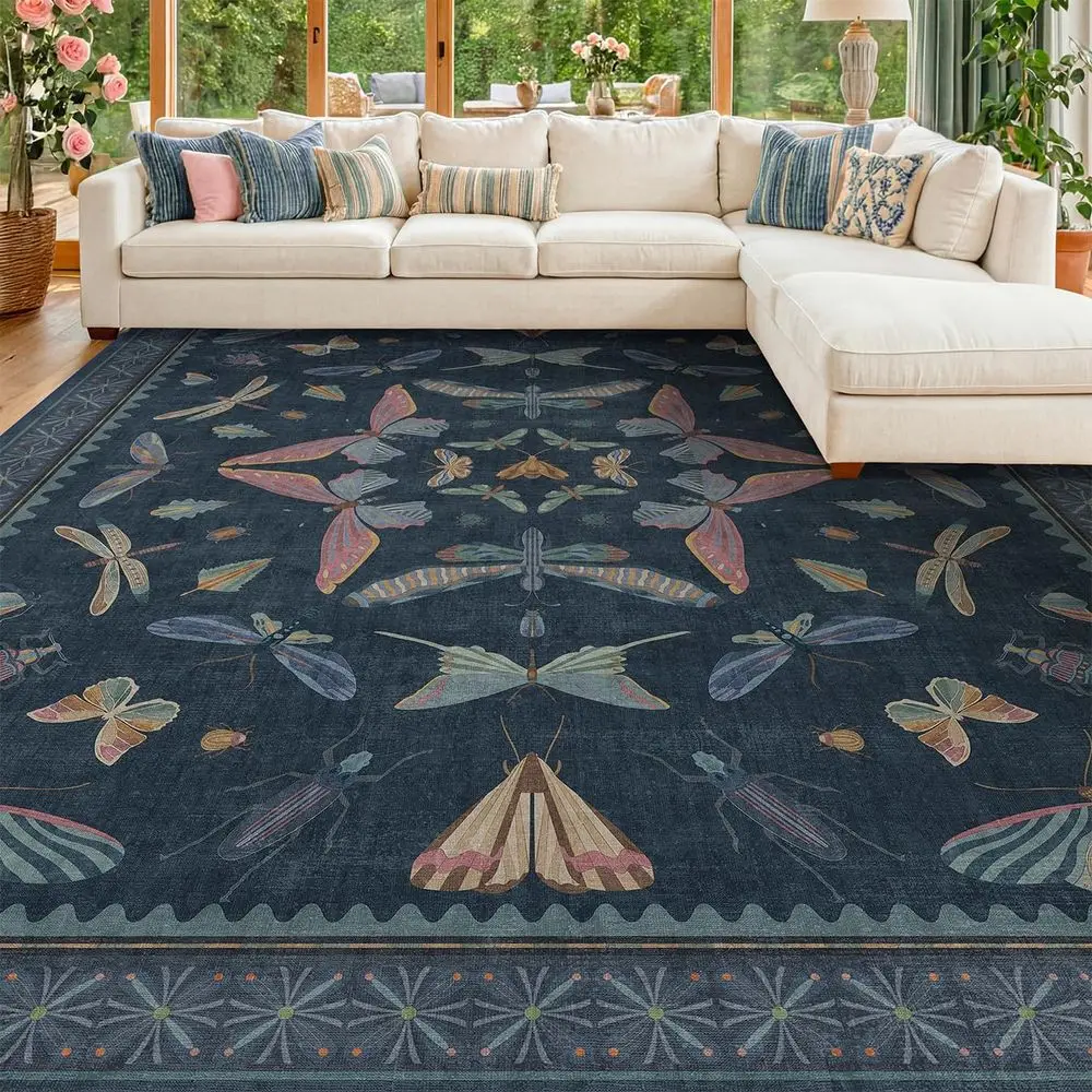 8x10 Large armhouse Rugs or Living Room - Unique Washable Area Rug or Bedroom, Dining Room Under Table, Boho & Insect Design, Vi
8x10 Large armhouse Rugs or Living Room - Unique Washable Area Rug or Bedroom, Dining Room Under Table, Boho & Insect Design, Vi