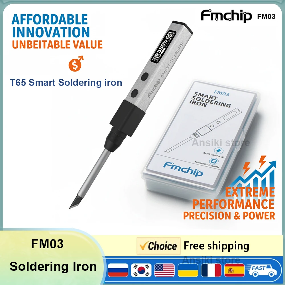 FMchip FM03 T65 Mini Soldering Iron PD 65W Fast Heating T65 Soldering Iron Tip FM65 Welding Tool Kit
FMchip FM03 T65 Mini Soldering Iron PD 65W Fast Heating T65 Soldering Iron Tip FM65 Welding Tool Kit