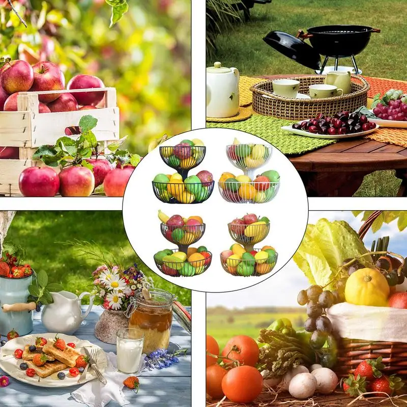 2 Tier Fruit Basket Stand Double Layer Fruit Basket Counter Multifunctional Hollow Double Fruit Basket Holder For Home Kitchen
2 Tier Fruit Basket Stand Double Layer Fruit Basket Counter Multifunctional Hollow Double Fruit Basket Holder For Home Kitchen