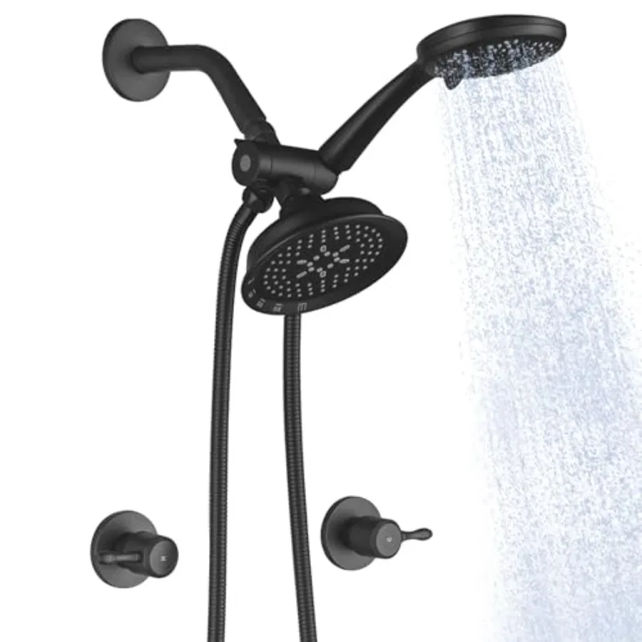 2 Handle Shower Faucet Set Matte Black Two Handle Shower Faucet 5 Mode Handheld Sprayer 2 Knobs Shower Trim Kit with Rough-in V
2 Handle Shower Faucet Set Matte Black Two Handle Shower Faucet 5 Mode Handheld Sprayer 2 Knobs Shower Trim Kit with Rough-in V