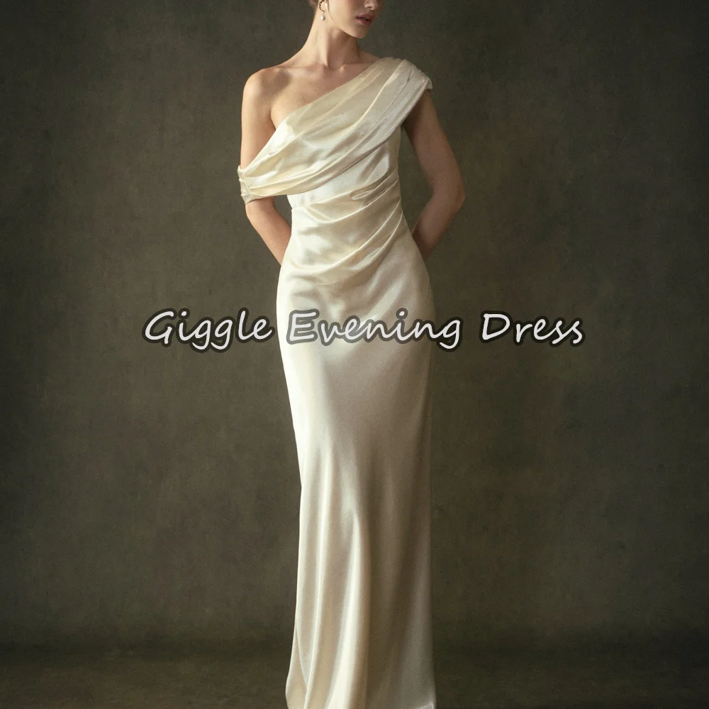 Giggle Satin Mermaid One-shoulder Neckline Pleats Floor Length Simple Saudi Evening Party Dresses For Women 2026 With Sleeveless
Giggle Satin Mermaid One-shoulder Neckline Pleats Floor Length Simple Saudi Evening Party Dresses For Women 2026 With Sleeveless