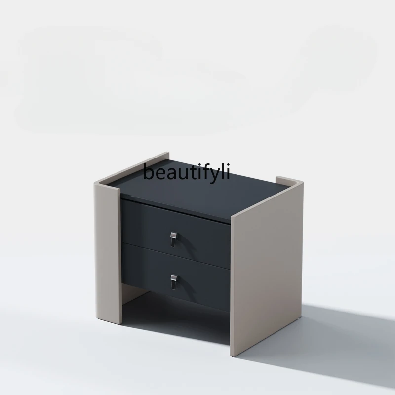 Italian Minimalist Bedside Bedroom Storage Cabinet Simple Modern Black Leather Storage Cabinet with Drawer
Italian Minimalist Bedside Bedroom Storage Cabinet Simple Modern Black Leather Storage Cabinet with Drawer