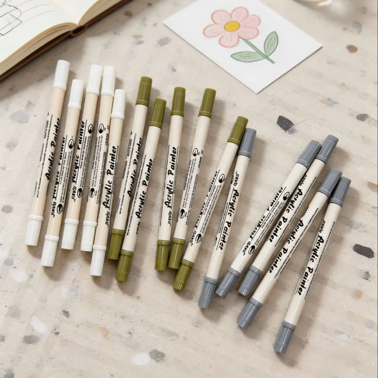 15pcs Gold Silver White Acrylic Markers Dual Tip Brush & Fine Point Paint Pens for Rock Painting DIY Crafts Scrapbooking
15pcs Gold Silver White Acrylic Markers Dual Tip Brush & Fine Point Paint Pens for Rock Painting DIY Crafts Scrapbooking