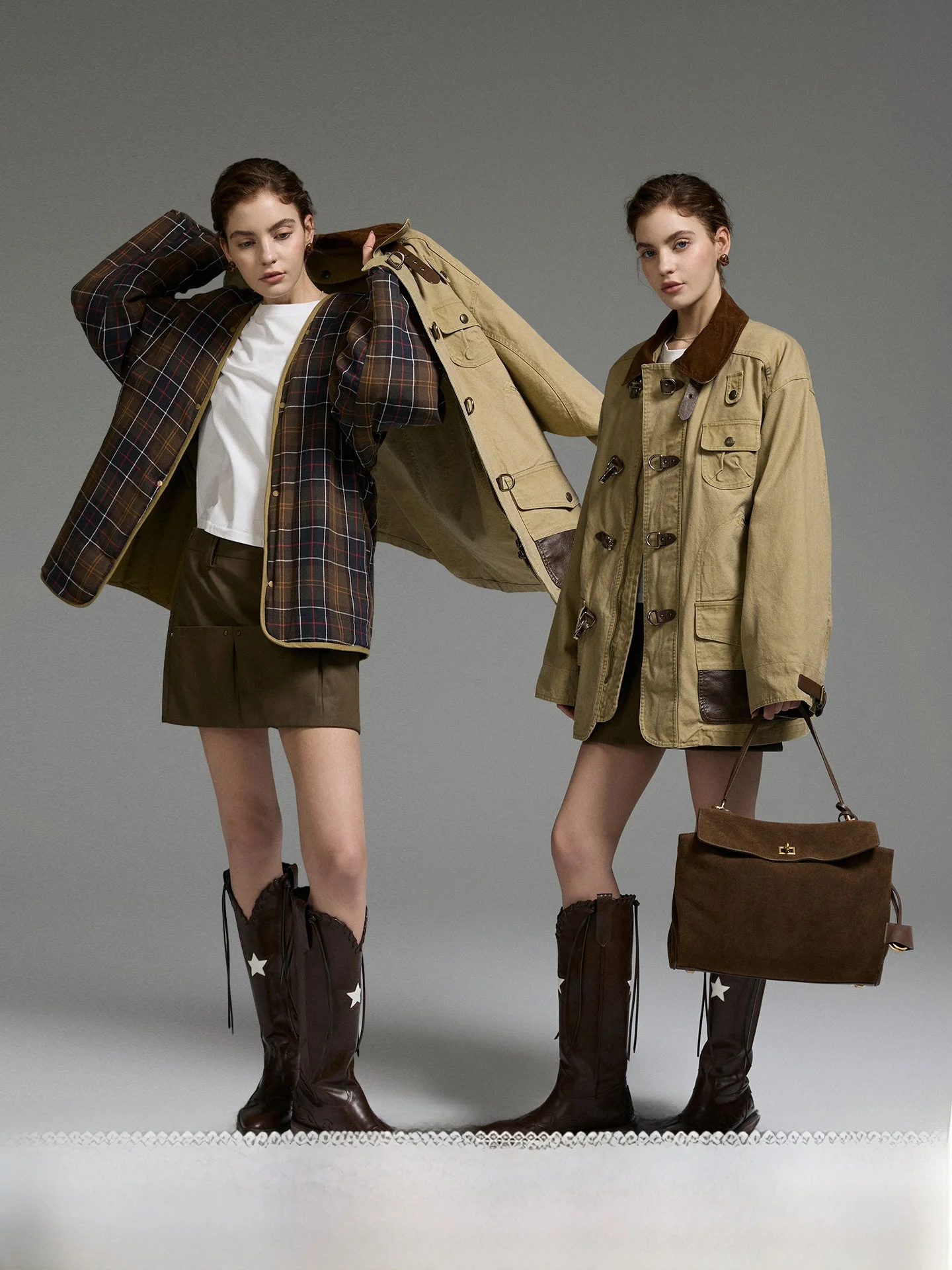Sauce Purple Workwear Style Women's Autumn Winter Vintage Hunting Double-sided Jacket Durable down Coat Two-wear Outerwear
Sauce Purple Workwear Style Women's Autumn Winter Vintage Hunting Double-sided Jacket Durable down Coat Two-wear Outerwear