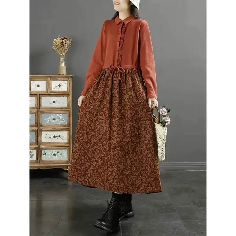 Elegant Floral Print A-Line Dress With Button Detail And Drawstring Waist For Women Autumn Winter Casual Prairie Chic Style
Elegant Floral Print A-Line Dress With Button Detail And Drawstring Waist For Women Autumn Winter Casual Prairie Chic Style